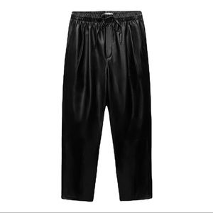 NWT Zara Black Faux Leather The Weekend Trousers